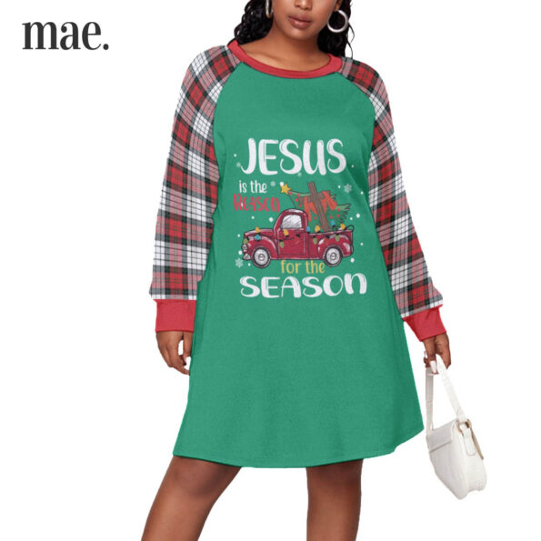 Christmas Jesus Plus Size Women's Green Dress