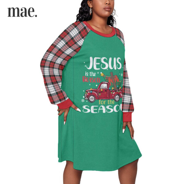 Christmas Jesus Plus Size Women's Green Dress