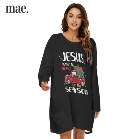 Christmas Jesus Women's Loose Black Dress