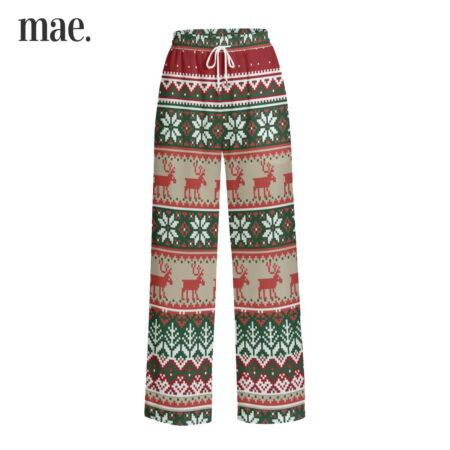 Classic Fair Isle Wide Leg Unisex Christmas Pajama Pants