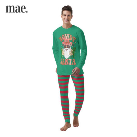 Cool Santa With Green Cactus Mens Christmas Pj