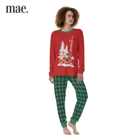 Faith Hope Love Snowman Red And Green Womens Holiday Pajamas