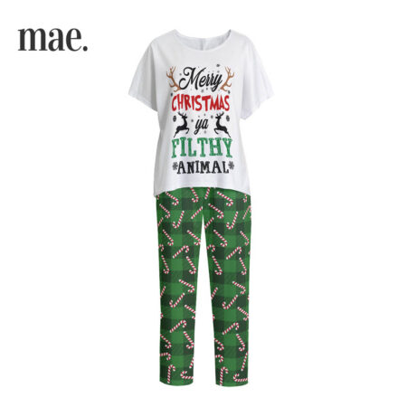 Filthy Animal Green White Women's Christmas Pajamas