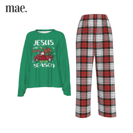 Jesus Truck Green Christmas Pajamas For Women