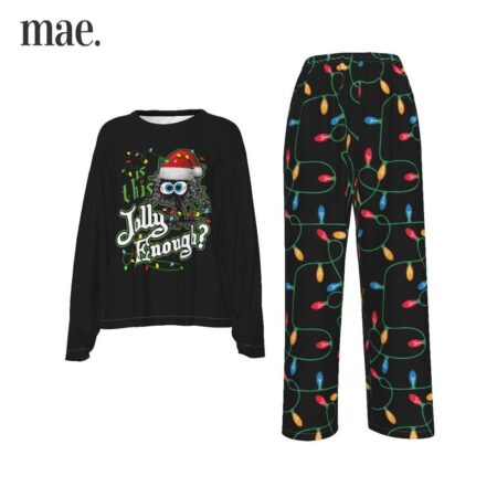 Jolly Enough Black Cat Matching Christmas Pjs For Women (2)