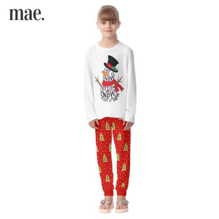 Kids Holiday Pajamas Sayings Let It Snow