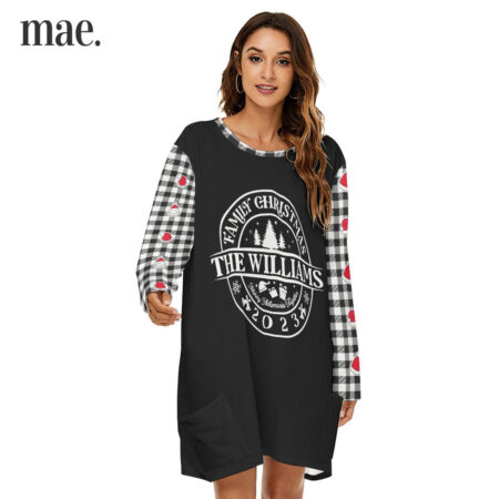 2023 Personalized Family Name Christmas Women's Pajama Dress