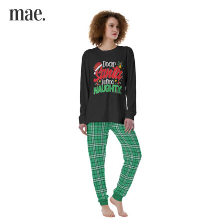 Dear Santa Define Naughty Green Plaid Women Christmas Pajamas