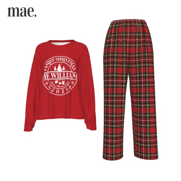 2023 Personalized Family Name Buffalo Check Women's Christmas PJ Set