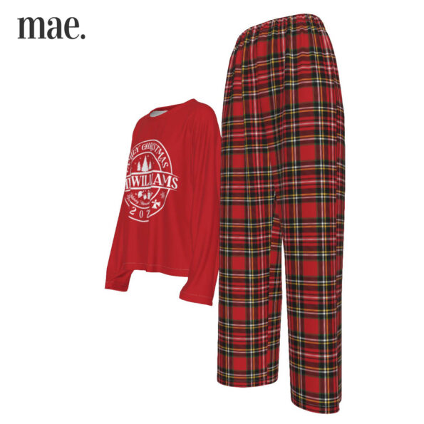 2023 Personalized Family Name Buffalo Check Women's Christmas PJ Set