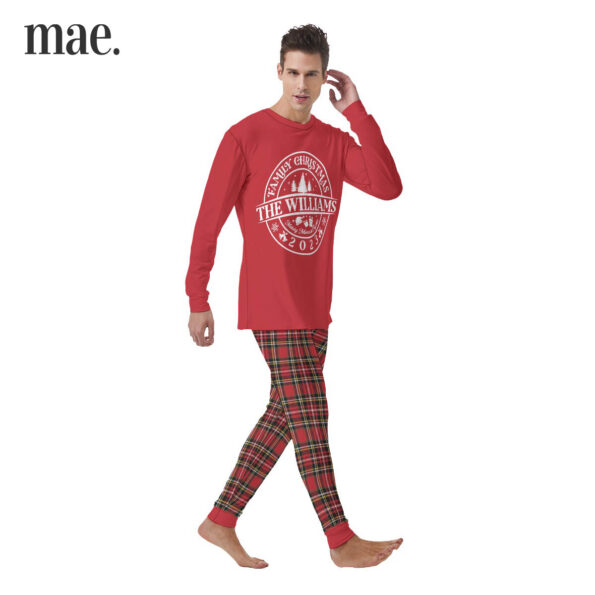 2023 Customized Family Name Red Plaid Mens Holiday Pajamas