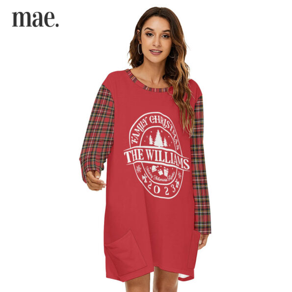 2023 Personalized Name Matching Christmas Pajama Dress For Women