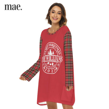 2023 Personalized Name Matching Christmas Pajama Dress For Women