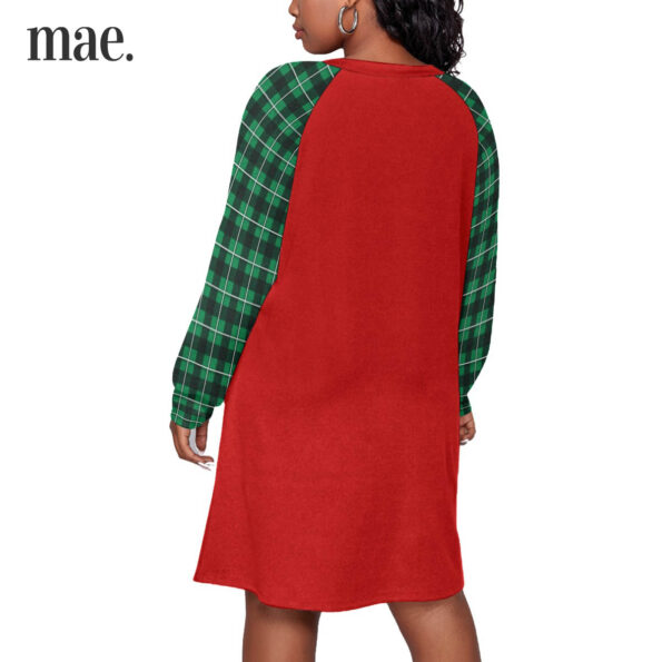 2023 Personalized Red And Green Christmas Women's Dress Plus Size