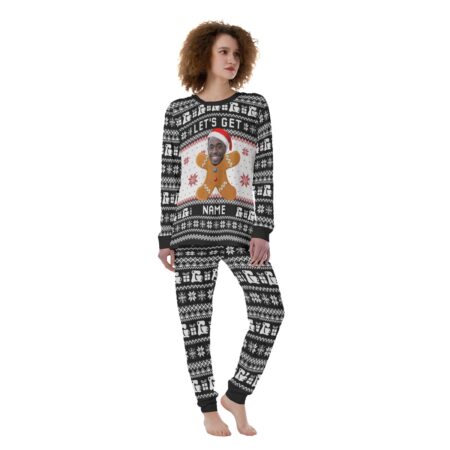 Personalized Family Christmas Pajamas Black For Women