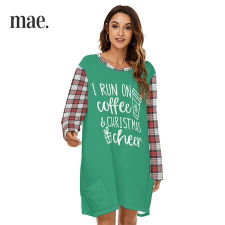 Run On Coffee Christmas Loose Dress For Women