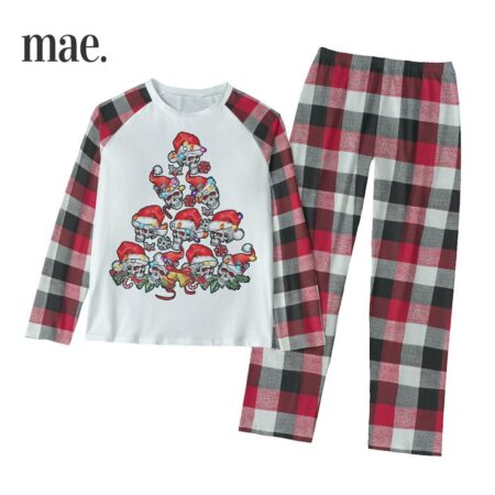 Skull Matching Family Christmas Pajamas Plaid