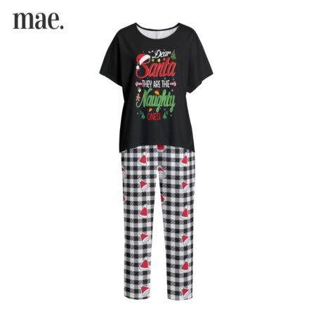 They Are The Naughty Ones Christmas PJs Women With Short Sleeve (4)