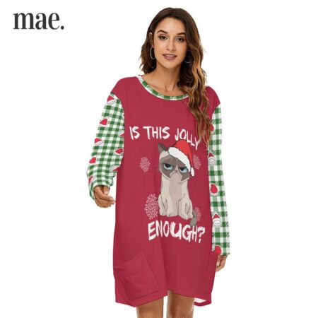 This Jolly Enough Grumpy Cat Long Sleeve Women's Dress