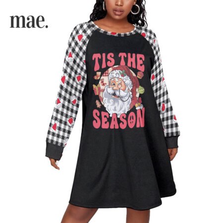 Tis The Season Santa Womens Christmas Dress Plus Size