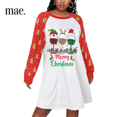 Xmas Drinking Plus Size Christmas Dress For Women