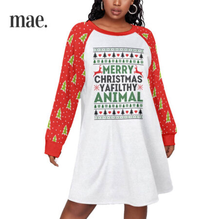 Xmas Quote Plus Size Christmas Dress For Women