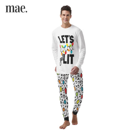 Basic White Let's Get Lit Mens Christmas Pajama Set