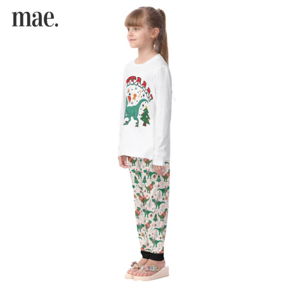 Saying Santa Green Dinosaur Christmas Matching Pajamas For Kids