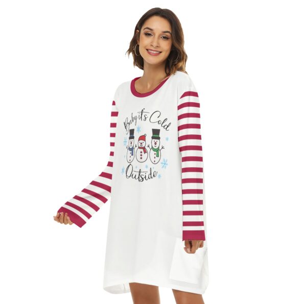 Baby It's Cold Outside Long Sleeve Striped Women Christmas Dress