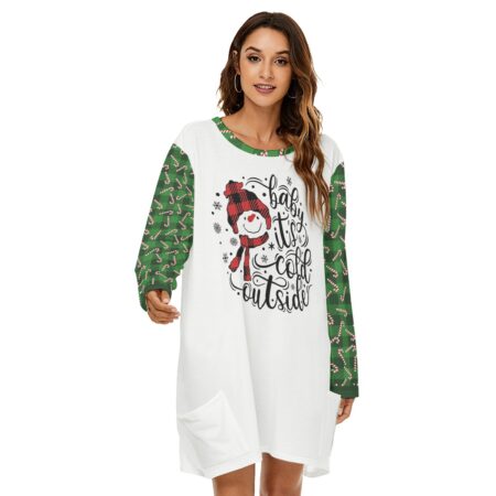 Baby It's Cold Outside Long Sleeve Women Christmas Dress