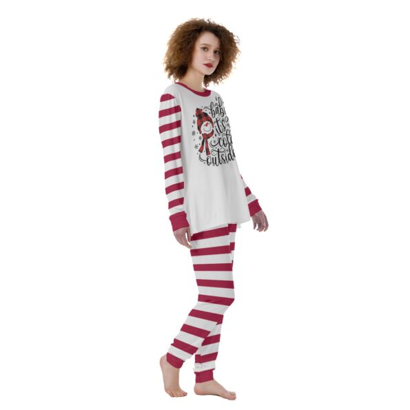 Baby It's Cold Outside Red Striped Womens Christmas Pajama Set