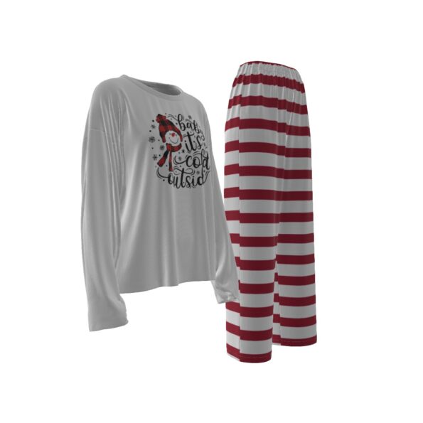 Baby It's Cold Outside Red White Striped Womens Xmas Pajamas