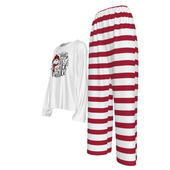 Baby It's Cold Outside Red White Striped Womens Xmas Pajamas