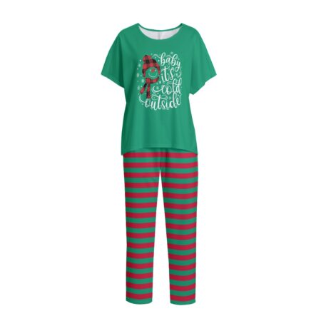 Baby It's Cold Outside Striped Christmas Pjs Women