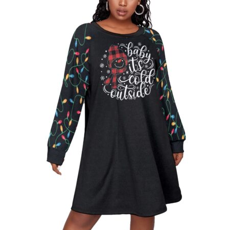 Baby It's Cold Outside Women Plus Size Xmas Dress