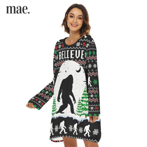 Believe Bigfoot Ugly Christmas Women's Loose Dress