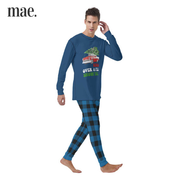 Bend Over Matching Blue Plaid Couples Pajamas For Him