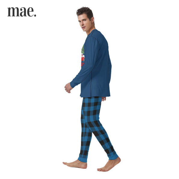 Bend Over Matching Blue Plaid Couples Pajamas For Him