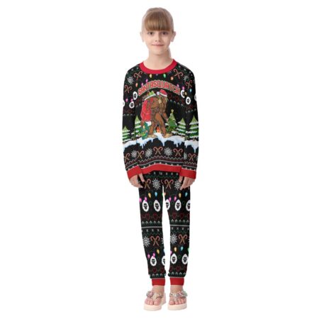 Bigfoot Santa Squatch Matching Kid Christmas Pajamas