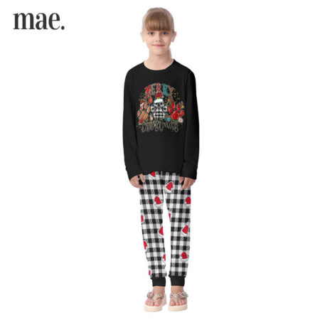 Black Children's Christmas Pjs For Goat Lover