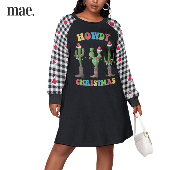 Black Lighting Cactus Womens Christmas Dress Plus Size