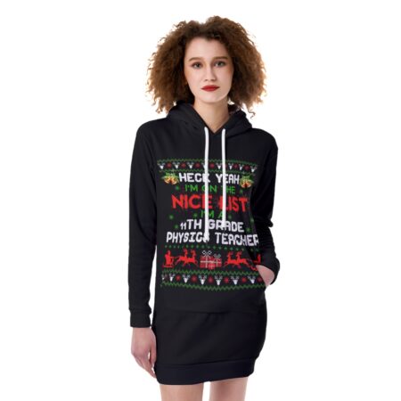 Black Physics Teacher Women's Heavy Fleece Hoodie Dress