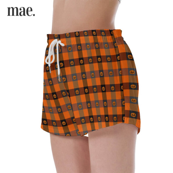 Buffalo Plaid Pumpkin Halloween Pajama Shorts