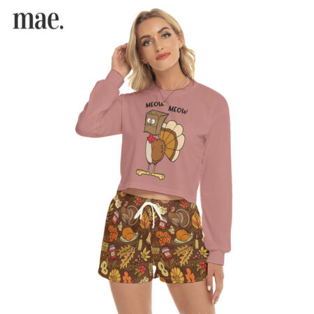 Cat Lover Thanksgiving Women's Sweatshirt And Shorts