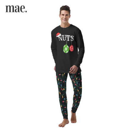 Christmas Couple Pajamas Chest And Nuts With Jingle Bells For Him