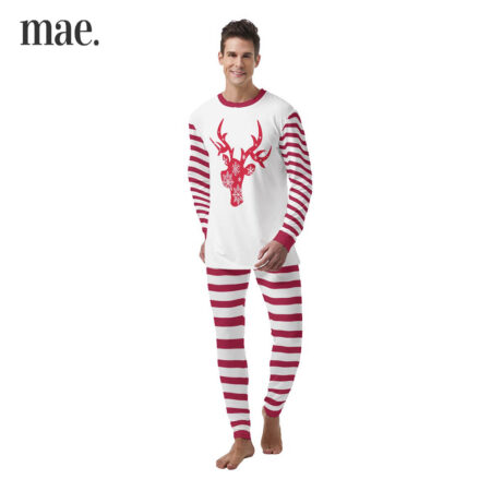 Christmas Couple Pjs His And Hers Reindeer With Snowflake For Him