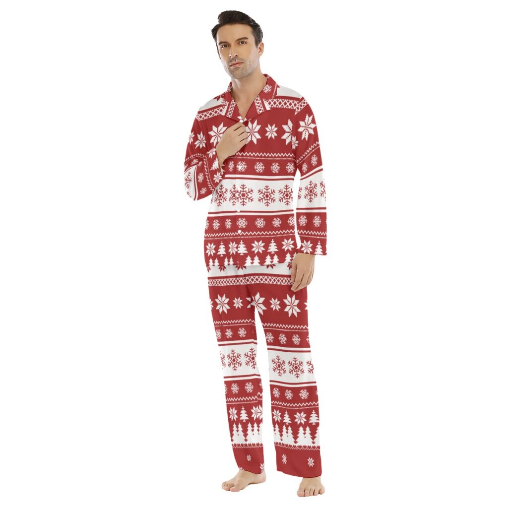 Christmas Ugly White Red Men's Collar Pajamas