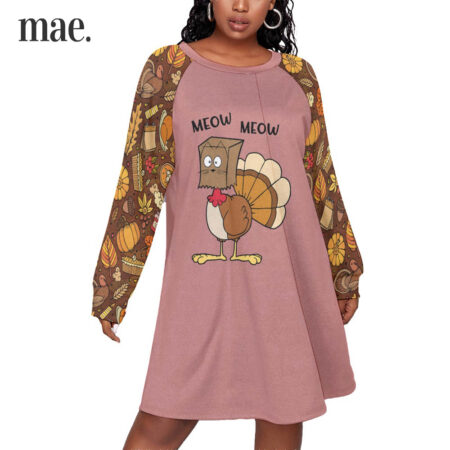 Cute Cat Thanksgiving Plus Size Women's Dress