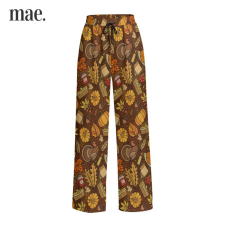 Cute Thanksgiving Unisex Pajamas With Wide Legs