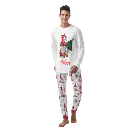 Gnome Wifey Hubby Couple Matching Mens Christmas Pajama Set